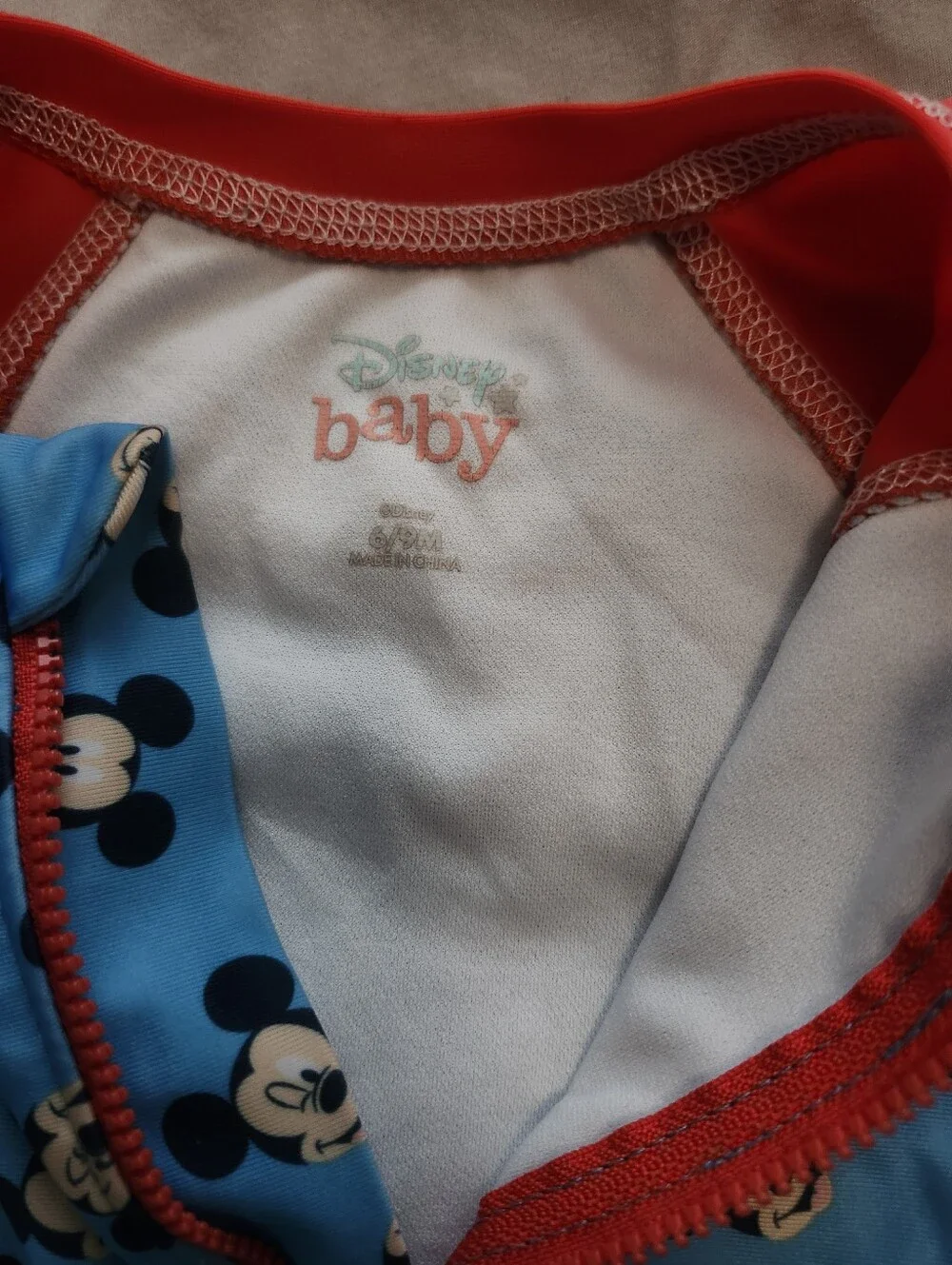 Mickey Swim Suit with Red Sleeves